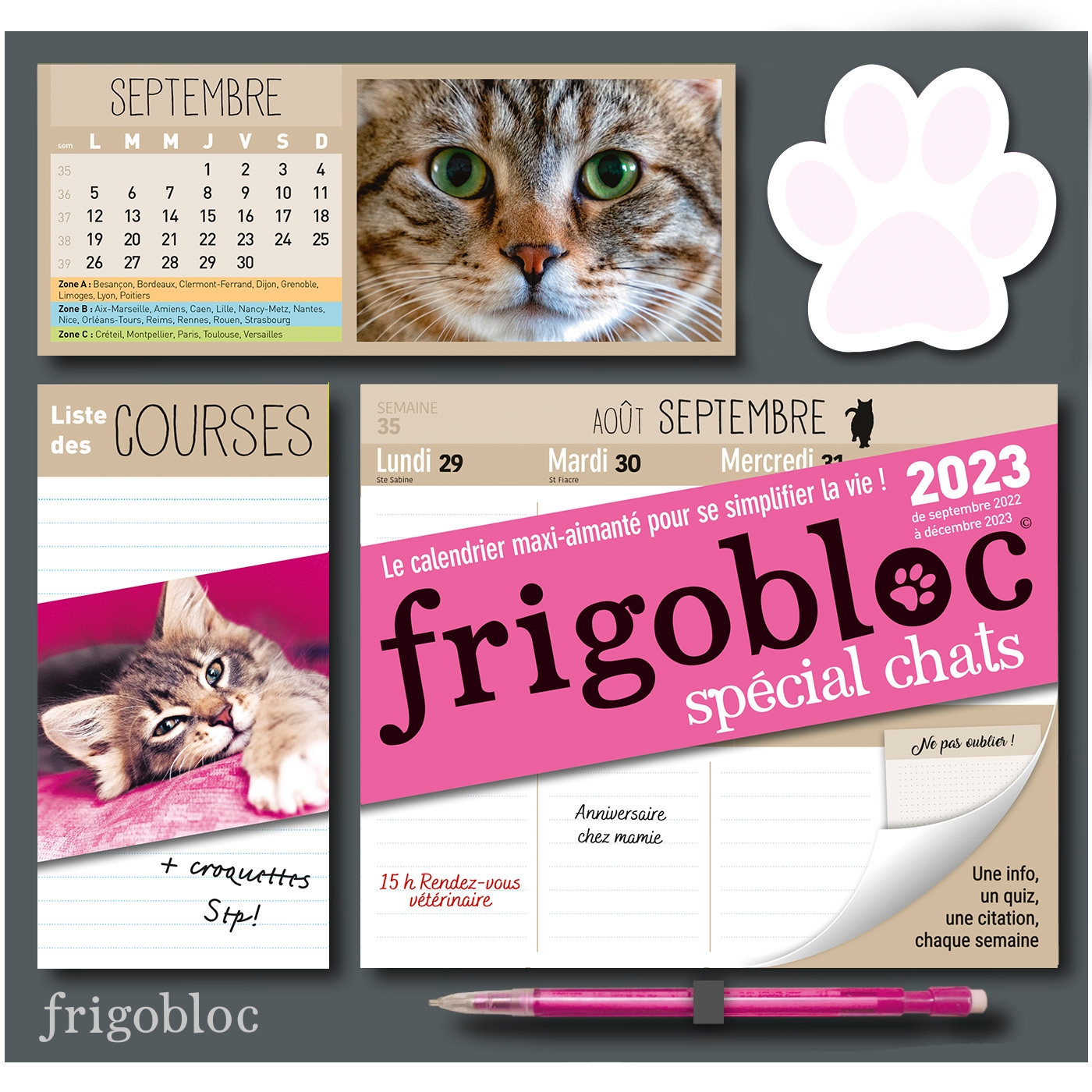 Frigobloc Hebdomadaire 23 Chats De Sept 22 A Dec 23 Playbac