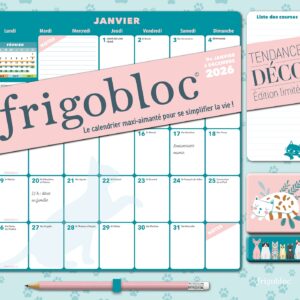 Frigobloc Mensuel 2026 Déco Chats (de janv. à déc. 2026)