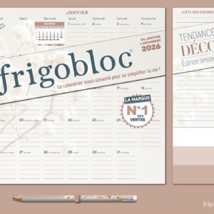 Frigobloc Mensuel 2026 Tendance déco Beige (de janv. à déc. 2026)