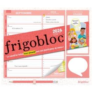 Frigobloc Hebdomadaire 2026 avec son planificateur de menus (de sept. 2025 à août 2026)
