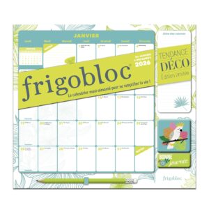 Frigobloc Mensuel 2026 Déco Végétal (de janv. à déc. 2026)