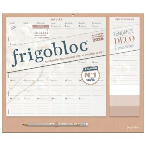Frigobloc Mensuel 2026 Tendance déco Beige (de janv. à déc. 2026)