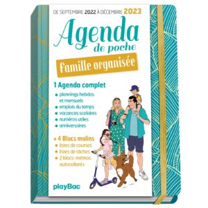Agenda de poche 2023 de la famille organisée - bleu (de sept. 2022 à déc. 2023)