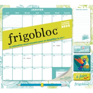 Frigobloc Mensuel 2025 Déco Végétale (de janv. à déc. 2025)
