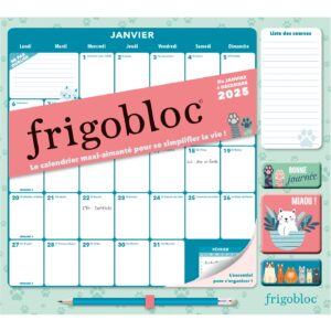 Frigobloc Mensuel 2025 Déco Chats (de janv. à déc. 2025)