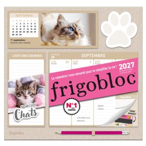 Frigobloc Hebdomadaire Chat 2027 - Calendrier / sem (de sept. 2026 à déc. 2027)