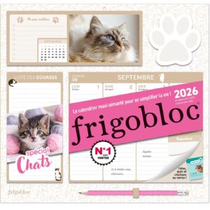 Frigobloc Hebdomadaire 2026 Chats (de sept. 2025 à déc. 2026) - Edition 2025
