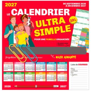 Frigobloc Le calendrier Ultra Simple pour une famille organisée ! (de sept. 2026 à déc. 2027)