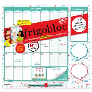 Frigobloc Mensuel 4 couleurs 2027 - Calendrier / mois (de sept. 2026 à déc. 2027)