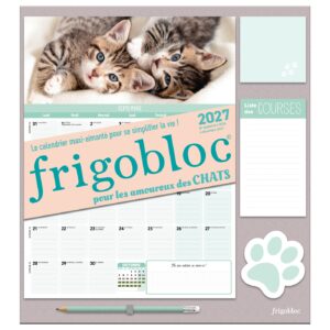 Frigobloc Mensuel Chats 2027 - Calendrier organiseur familial (de sept. 2026 à déc. 2027)