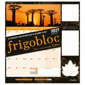 Frigobloc Mensuel Pour une année zen 2027 - Calendrier / mois (de sept. 2026 à déc. 2027)