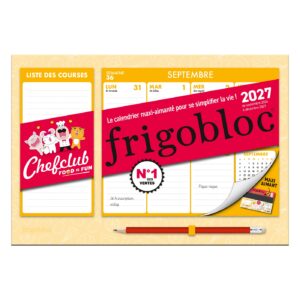 Mini Frigobloc Hebdomadaire 2027 Chefclub - Calendrier familial (de sept. 2026 à déc. 2027)