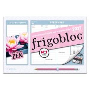 Mini Frigobloc Hebdomadaire Zen 2027 - Calendrier organiseur familial (de sept. 2026 à déc. 2027)