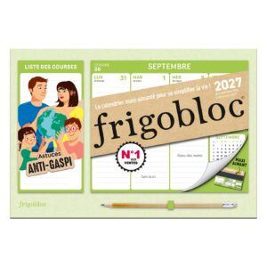 Mini Frigobloc Hebdomadaire Anti-gaspi 2027 - Calendrier familial (de sept. 2026 à déc. 2027)