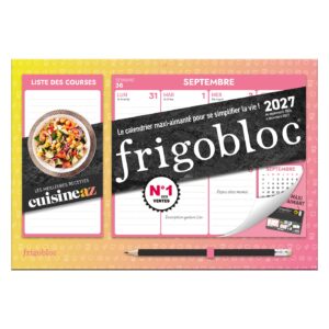 Mini Frigobloc Hebdomadaire Cuisine AZ 2027 - Calendrier familial (de sept. 2026 à déc. 2027)