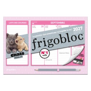 Mini Frigobloc Hebdomadaire Chats Rigolos 2027 - Calendrier familial (de sept. 2026 à déc. 2027)