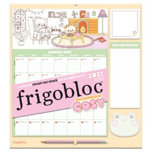 Frigobloc Mensuel 2027 Coloriages cosy - Calendrier organiseur familial (de janv. à déc. 2027)