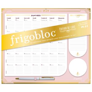 Frigobloc Mensuel 2027 édition de luxe rose - Calendrier organiseur familial (de janv. à déc. 2027)