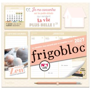 Frigobloc Hebdomadaire Maison Zen 2027 - Calendrier organiseur familial (de janv. à déc. 2027)