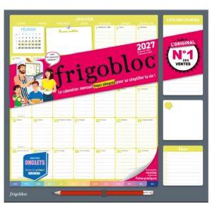 Frigobloc Mensuel avec onglets 2027 - Calendrier organiseur familial (de janv. à déc. 2027)