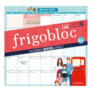 Frigobloc Planning mensuel 2 ans - Calendrier organiseur familial (de janv. 2027 à déc. 2028)