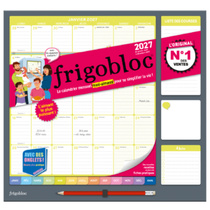 Frigobloc Mensuel avec onglets 2027 - Calendrier organiseur familial (de janv. à déc. 2027)