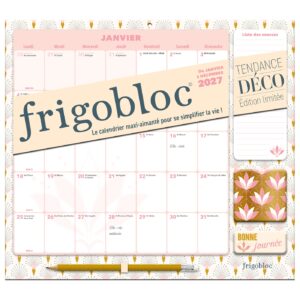 Frigobloc Mensuel 2027 Art Déco - Calendrier organiseur familial (de janv. à déc. 2027)